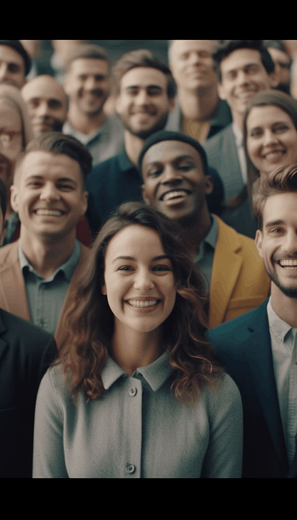 Foto empresarial con empleados sonriendo